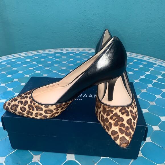 NEW/BOX COLE HAAN KYLE ANIMAL PRINT LEOPARD LEATHER PUMPS - Picture 1 of 9